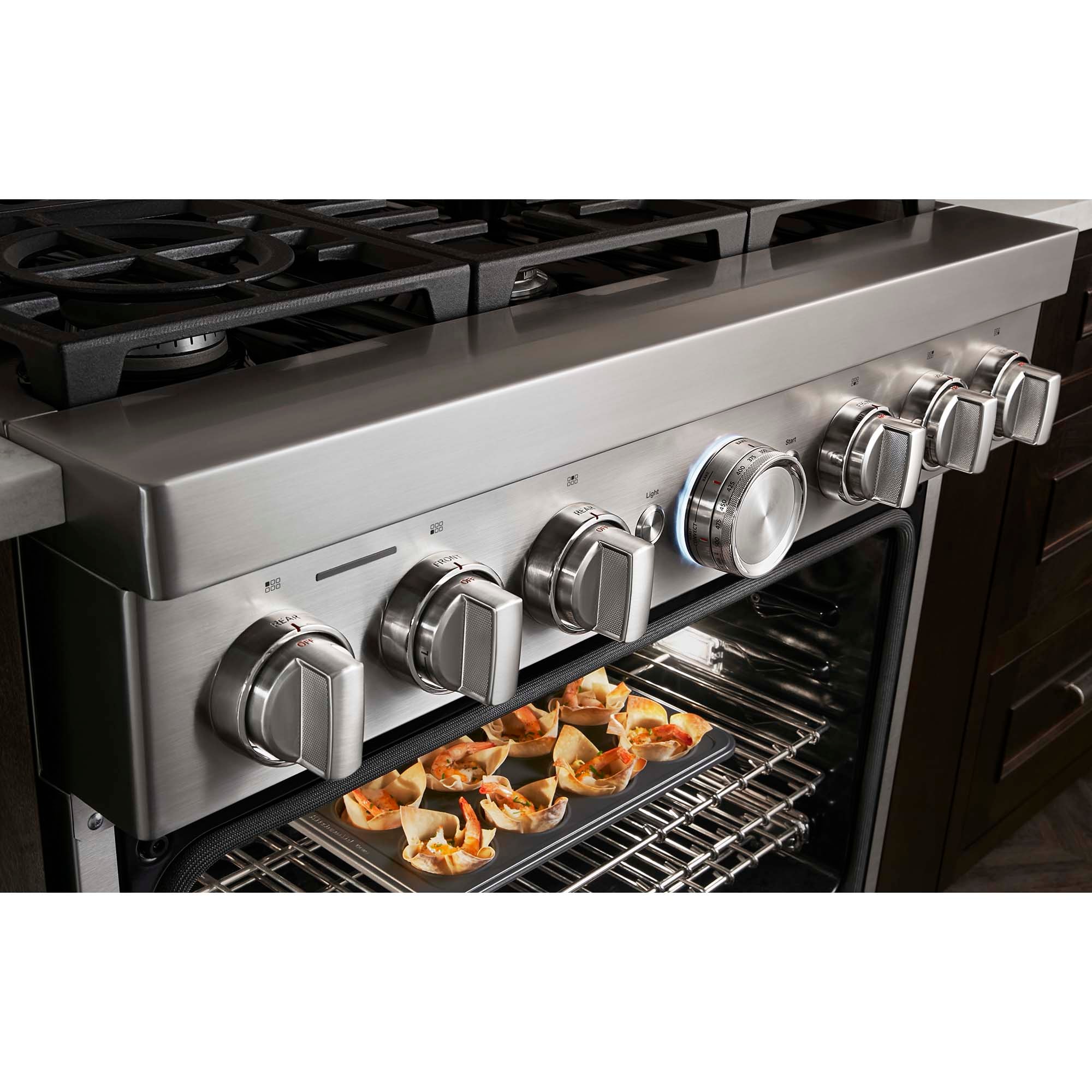 KitchenAid 36 in. 5.1 cu. ft. Smart True European Convection Dual Fuel Range with 6 Sealed Burners - Stainless Steel, , hires
