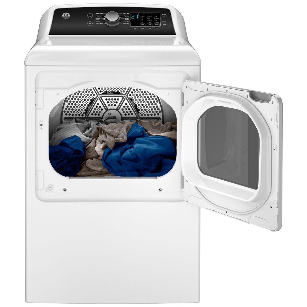 GE 27 in. 7.4 cu. ft. Gas Dryer with Sanitize Cycle & Sensor Dry - White, , hires