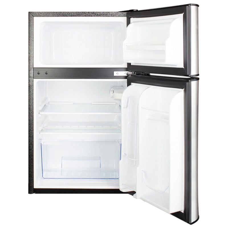 Summit 19 in. 3.2 cu. ft. Mini Fridge with Top Freezer - Stainless Steel with Black Cabinet, , hires