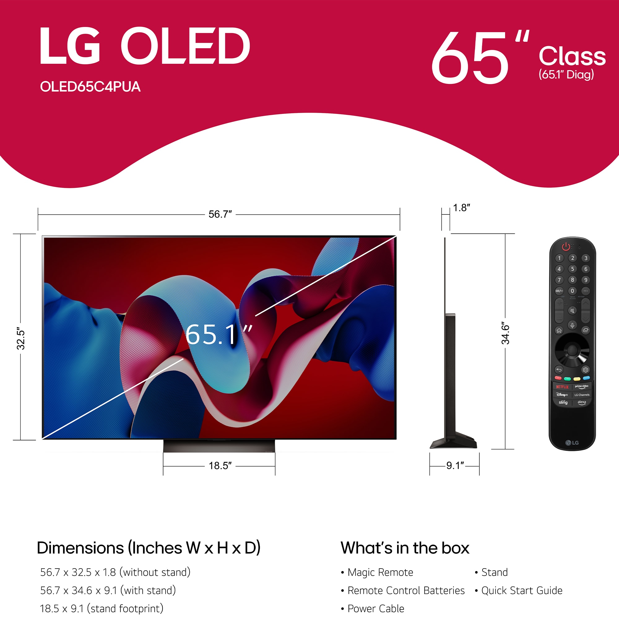 LG - 65" Class C4 Series OLED evo 4K UHD Smart webOS TV, , hires