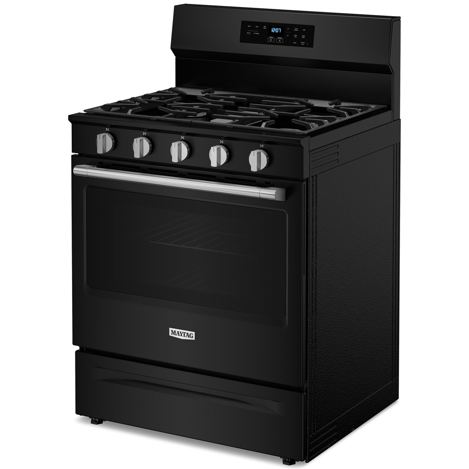 Maytag 30 in. 5 cu. ft. Air Fry Standard Convection Gas Range with 5 Sealed Burners - Black, Black, hires