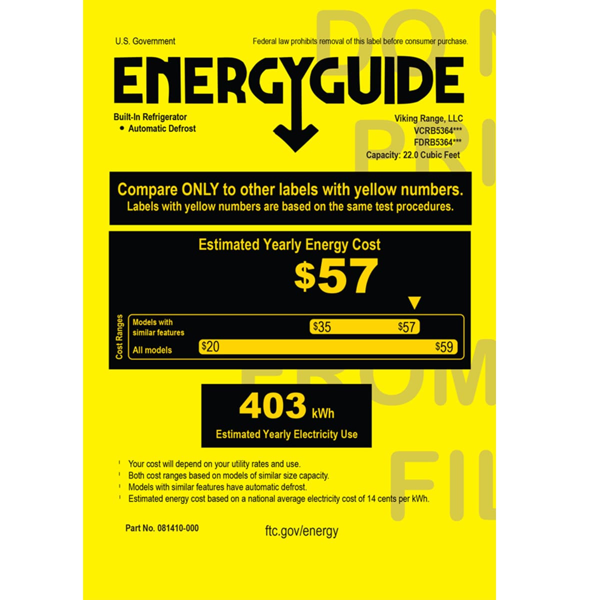 Viking 5 Series 36 in. 22.0 cu. ft. Built-In Counter Depth Freezerless Refrigerator - Custom Panel Ready, , hires