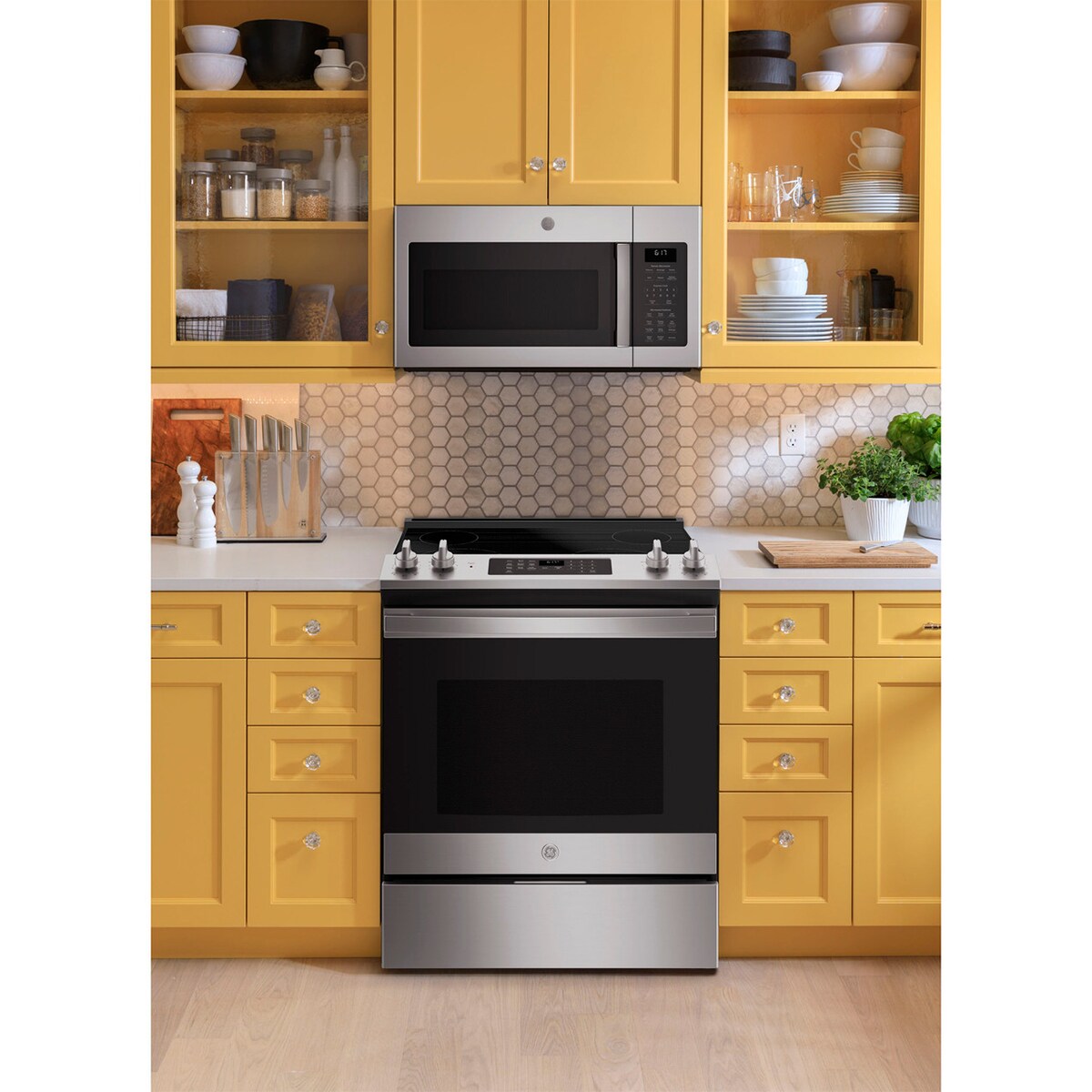 GE 30 in. 1.7 cu. ft. 1000W Over-the-Range Microwave with 300 CFM & Sensor Cooking - Stainless Steel, Stainless Steel, hires