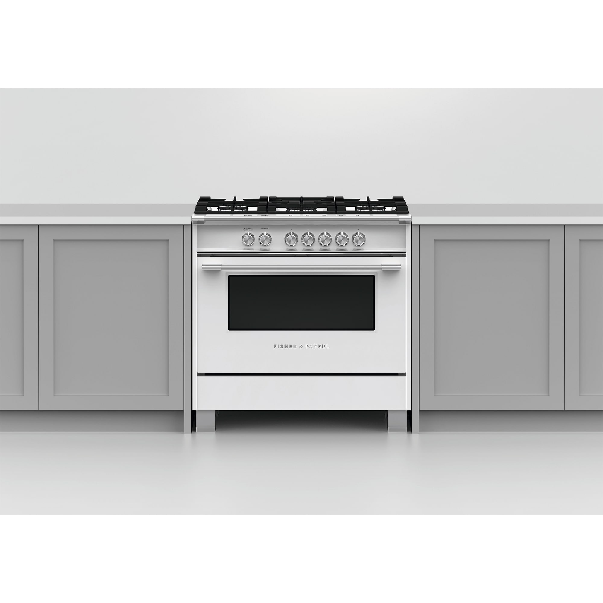 Fisher & Paykel Series 7 36 in. 4.9 cu. ft. Standard Convection Gas Range with 5 Sealed Burners - White, , hires