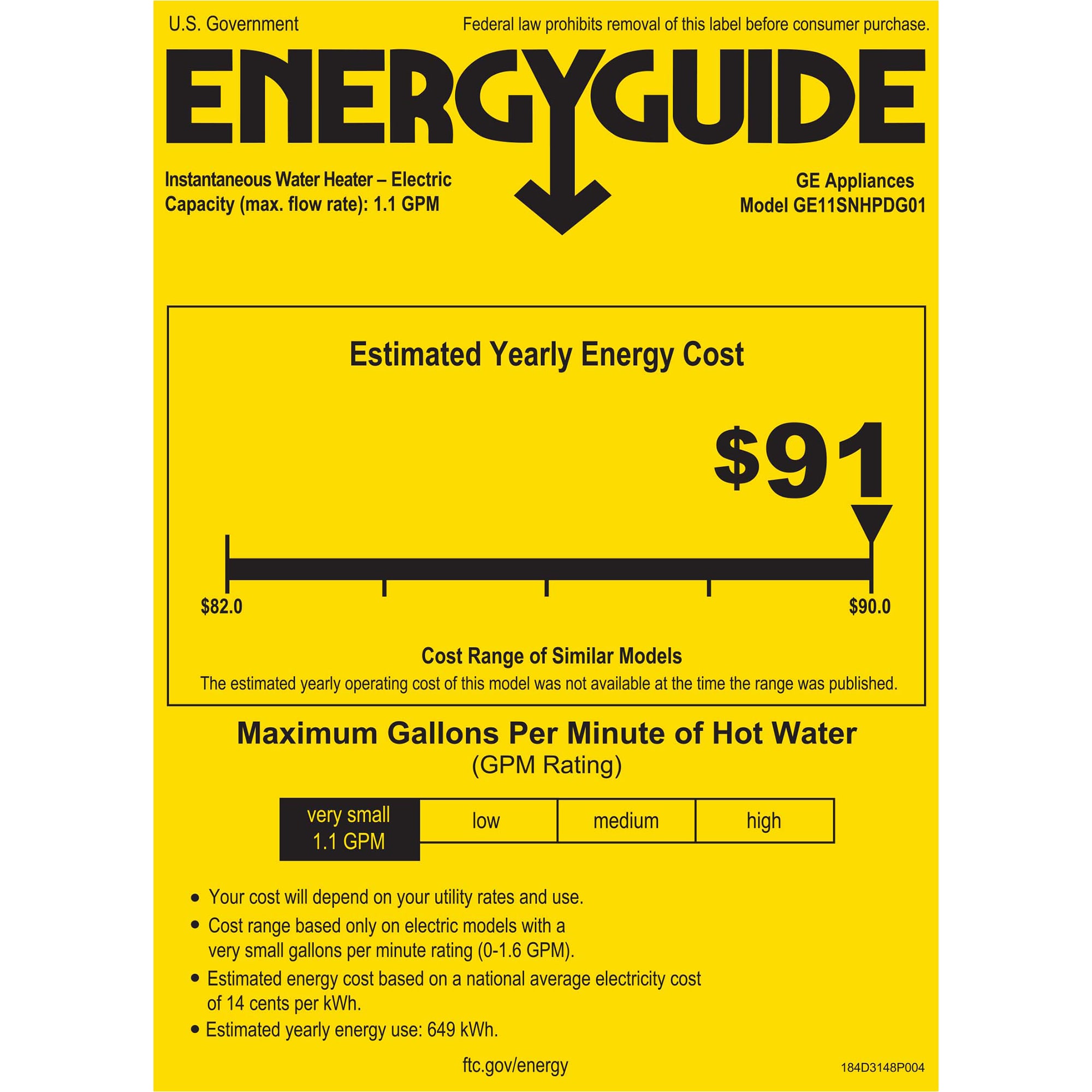 GE Electric Tankless Small to Medium Point of Use Water Heater with 5-Year Parts Warranty, , hires
