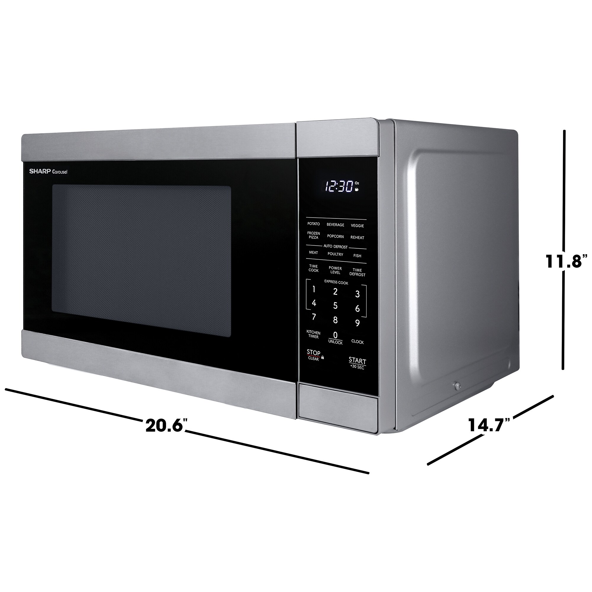 Sharp 21 in. 1.1 cu. ft. 1000W Countertop Microwave - Stainless Steel, , hires