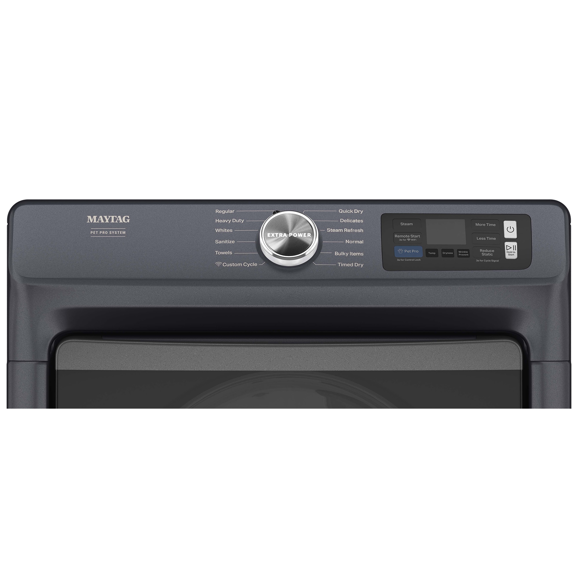 Maytag Pet Pro 27 in. 7.4 cu. ft. Smart Stackable Electric Dryer with Sensor Dry, Sanitize & Steam Cycle - Midnight Steel, Midnight Steel, hires