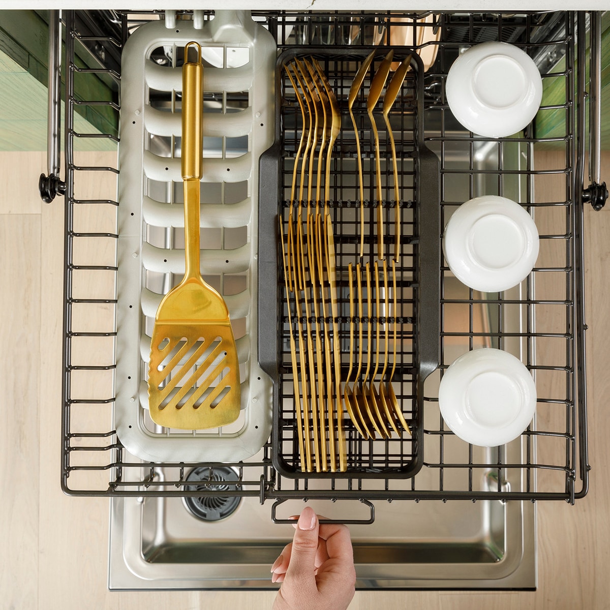 Cafe 24 in. Top Control Flush-Mount Smart Dishwasher with 39 dBa Sound Level, 3rd-Rack & Dual Convection Ultra Dry - Matte White, , hires