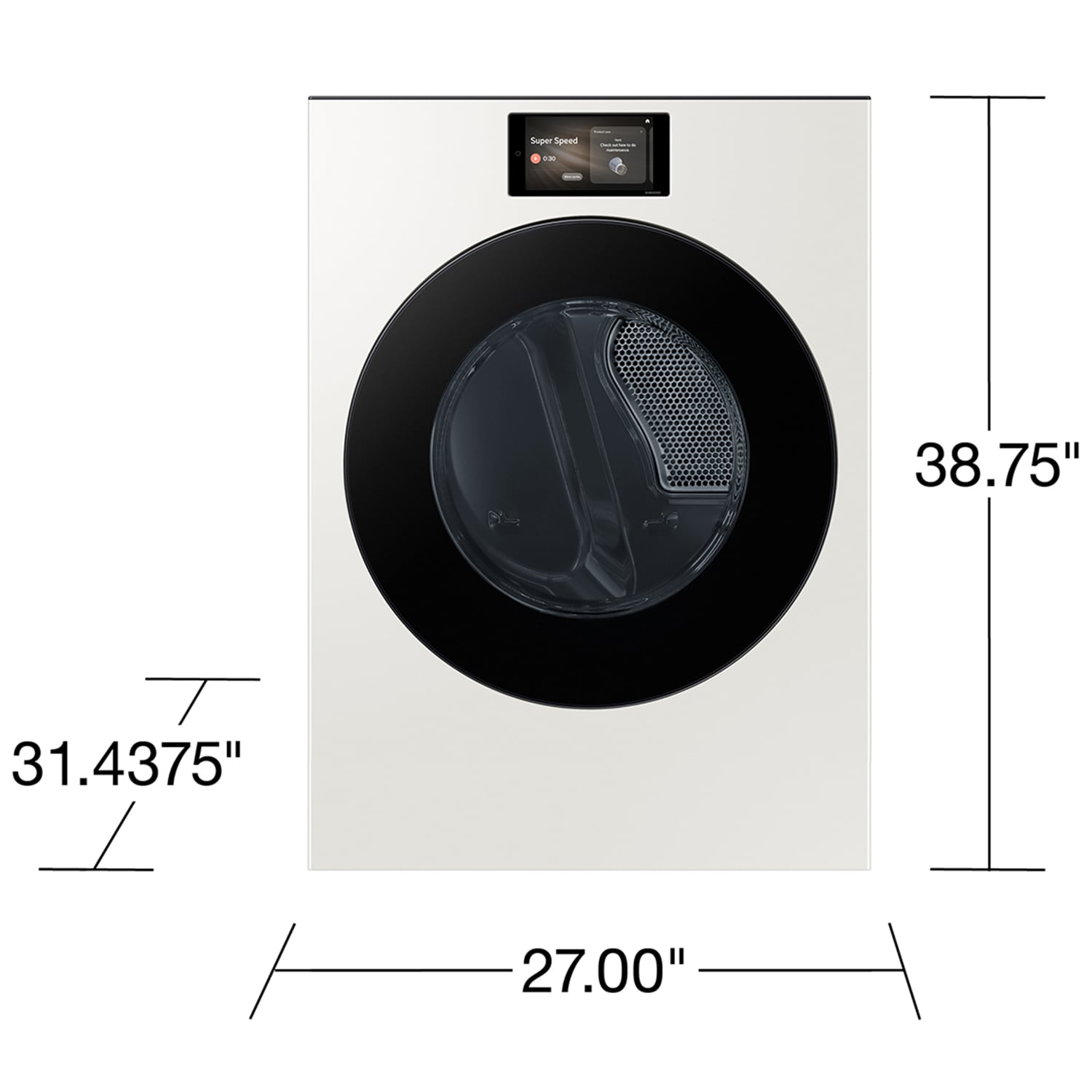 Samsung Bespoke 27 in. 7.6 cu. ft. Smart Stackable Electric Dryer with AI Home, AI OptiDry+, Sensor Dry, Sanitize & Steam Cycle - Ivory, Ivory, hires
