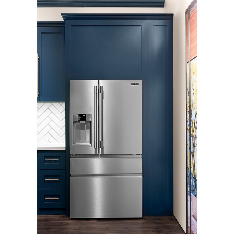 Frigidaire Professional 36 in. 21.4 cu. ft. Counter Depth 4-Door French Door Refrigerator with Ice & Water Dispenser - Stainless Steel, , hires