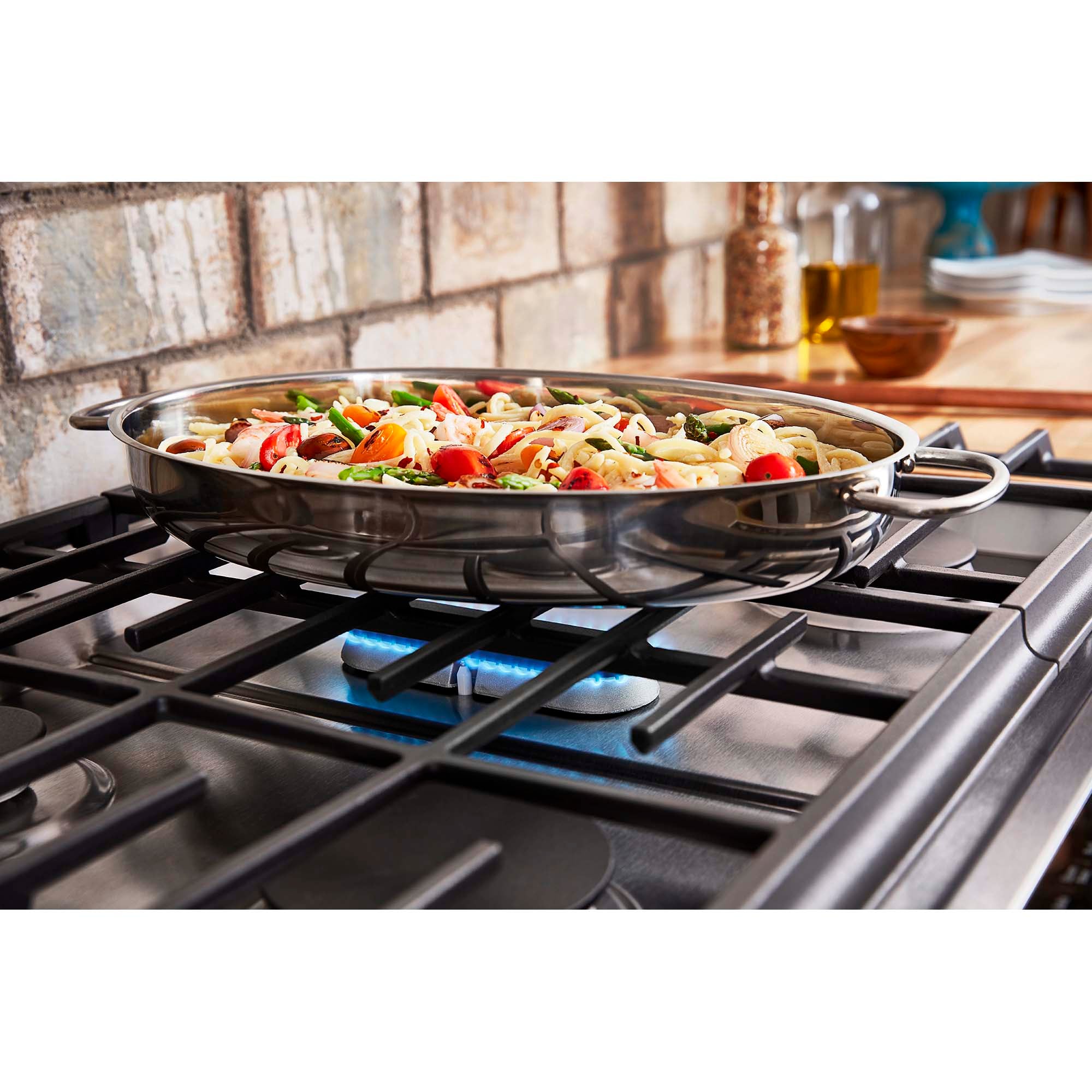KitchenAid 30 in. 6.5 cu. ft. True European Convection Slide-In Gas Range with 5 Sealed Burners & Griddle - Stainless Steel, , hires