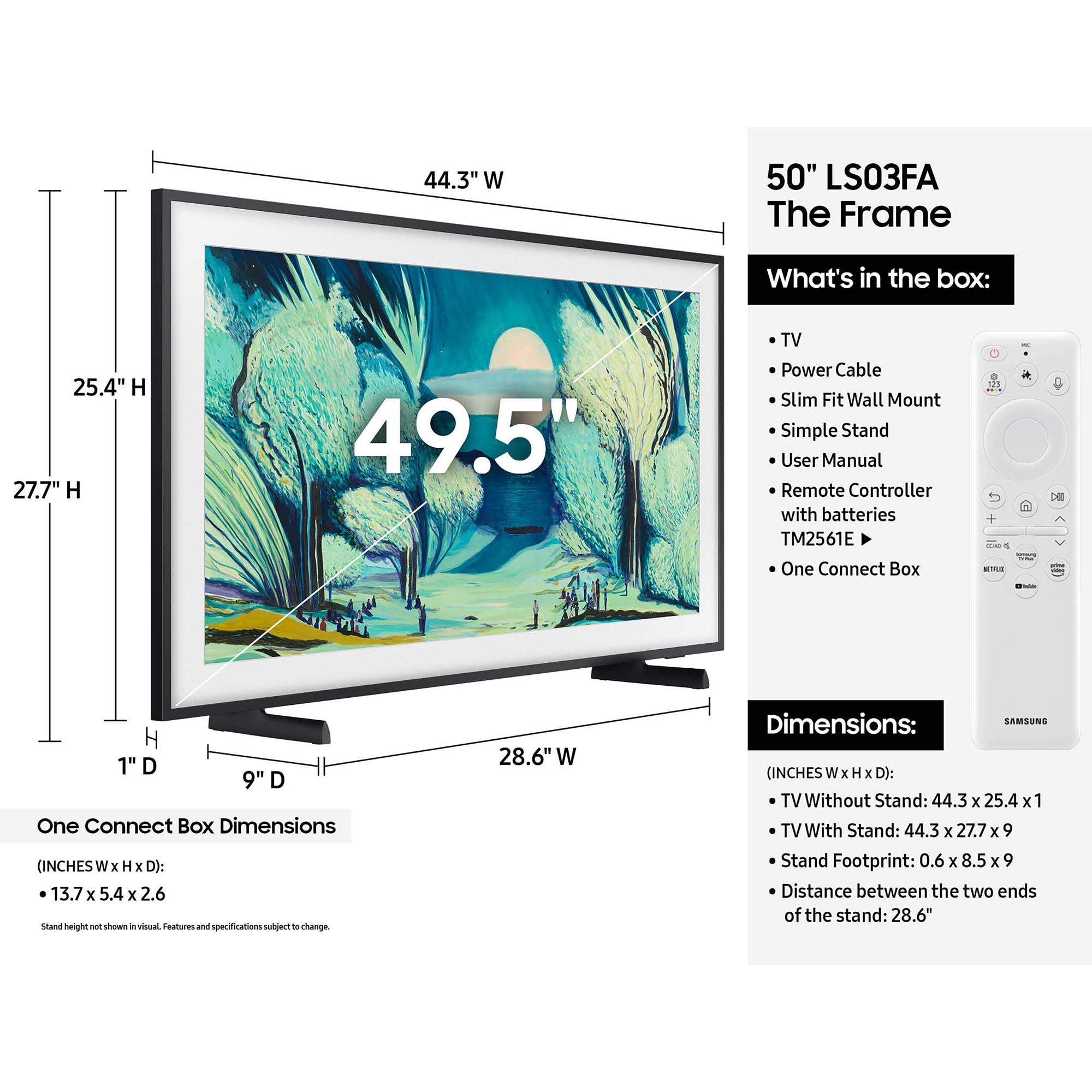 Samsung - 50" Class The Frame LS03FA QLED 4K UHD Samsung Vision AI Smart TV, , hires