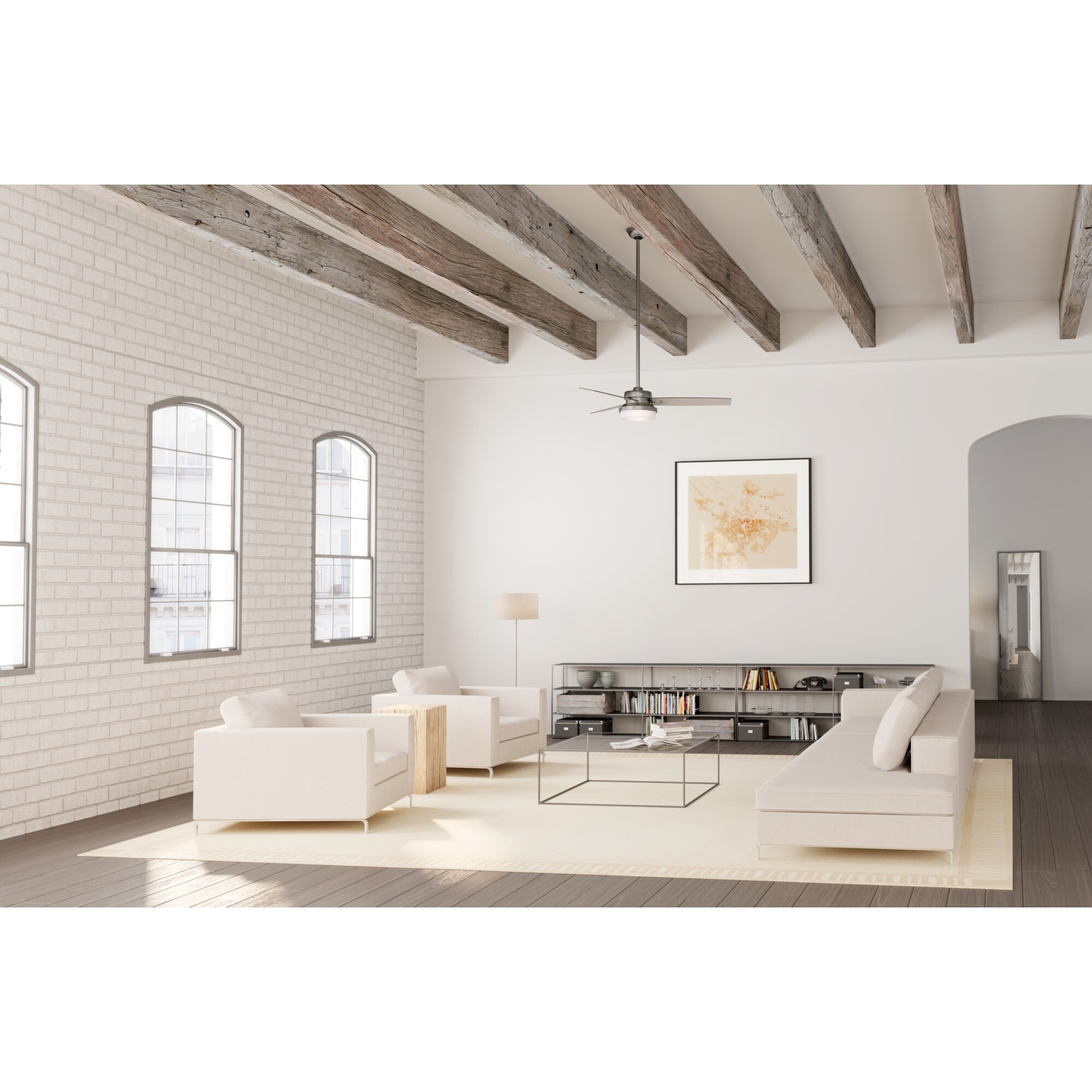 Hunter Sentinel 52 in. Ceiling Fan with LED Light Kit and Handheld Remote - Brushed Slate, Brushed Slate, hires