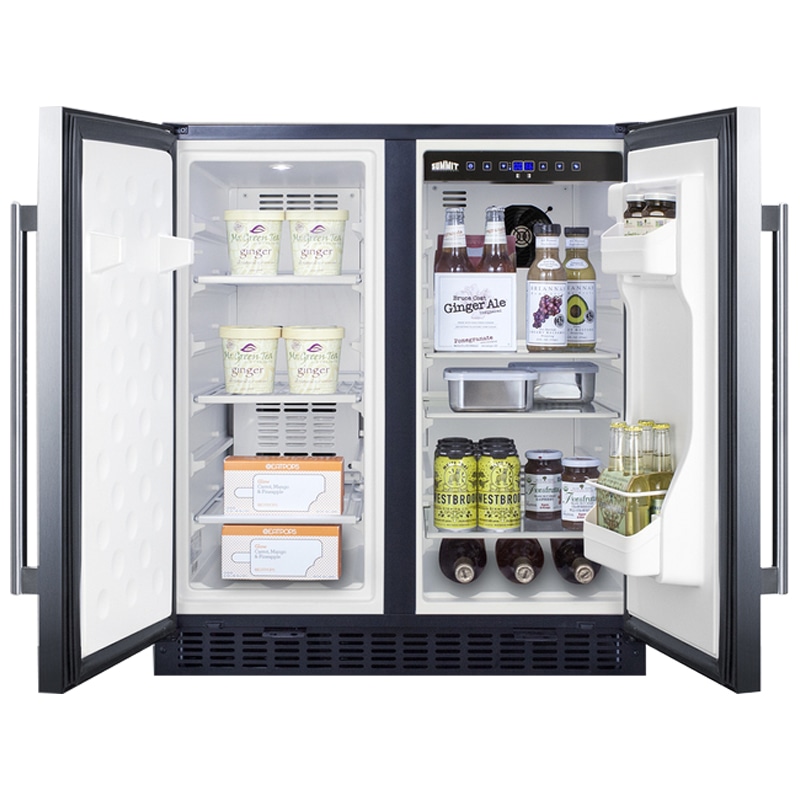 Summit 30 in. 5.4 cu. ft. Side by Side Undercounter Refrigerator - Stainless Steel with Black Cabinet, , hires