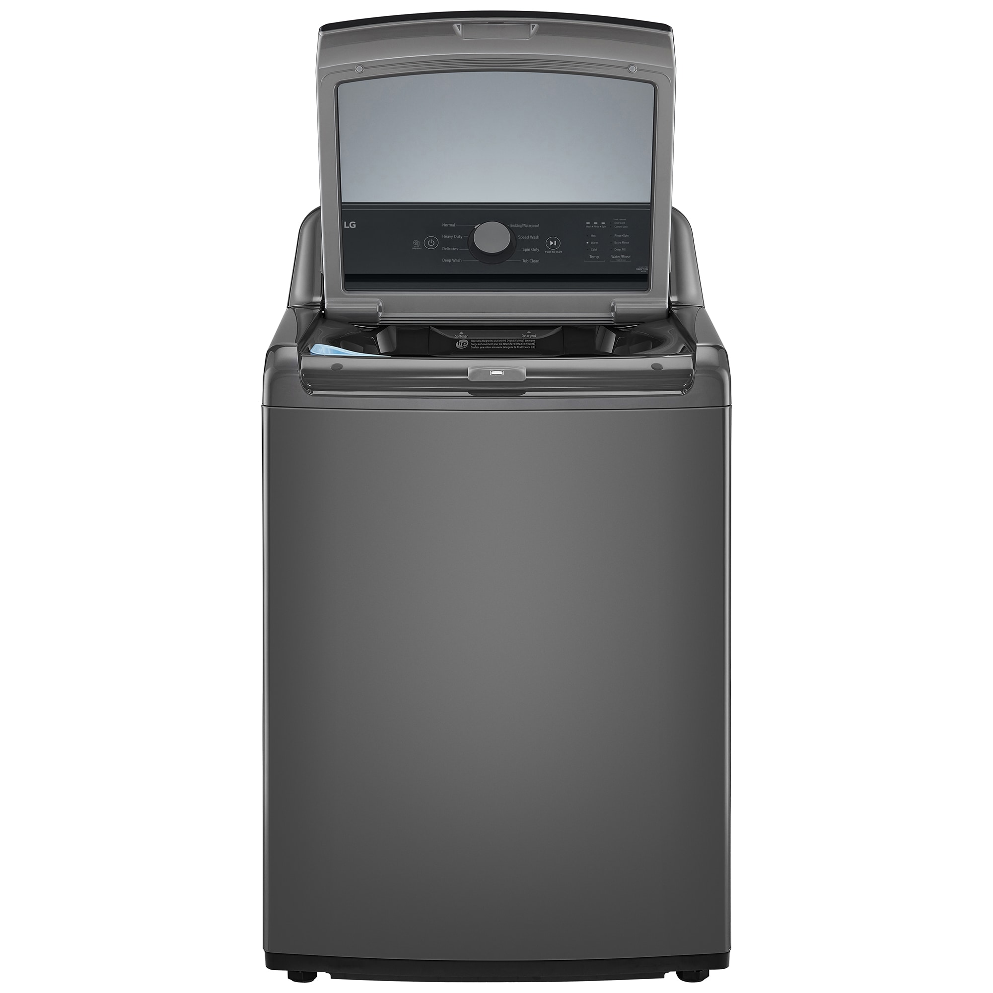 LG 27 in. 4.1 cu. ft. Top Load Washer with 4-Way Agitator, Slam Proof Glass Lid & True Balance Anti-Vibration System - Monochrome Gray, Monochrome Gray, hires