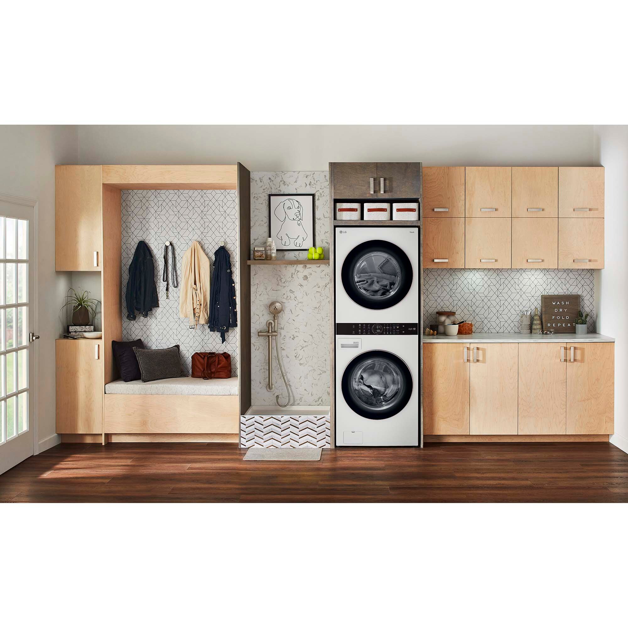 LG 27 in. WashTower with 4.5 cu. ft. Washer with 6 Wash Programs & 7.4 cu. ft. Electric Dryer with 6 Dryer Programs, Sensor Dry & Wrinkle Care - White, White, hires