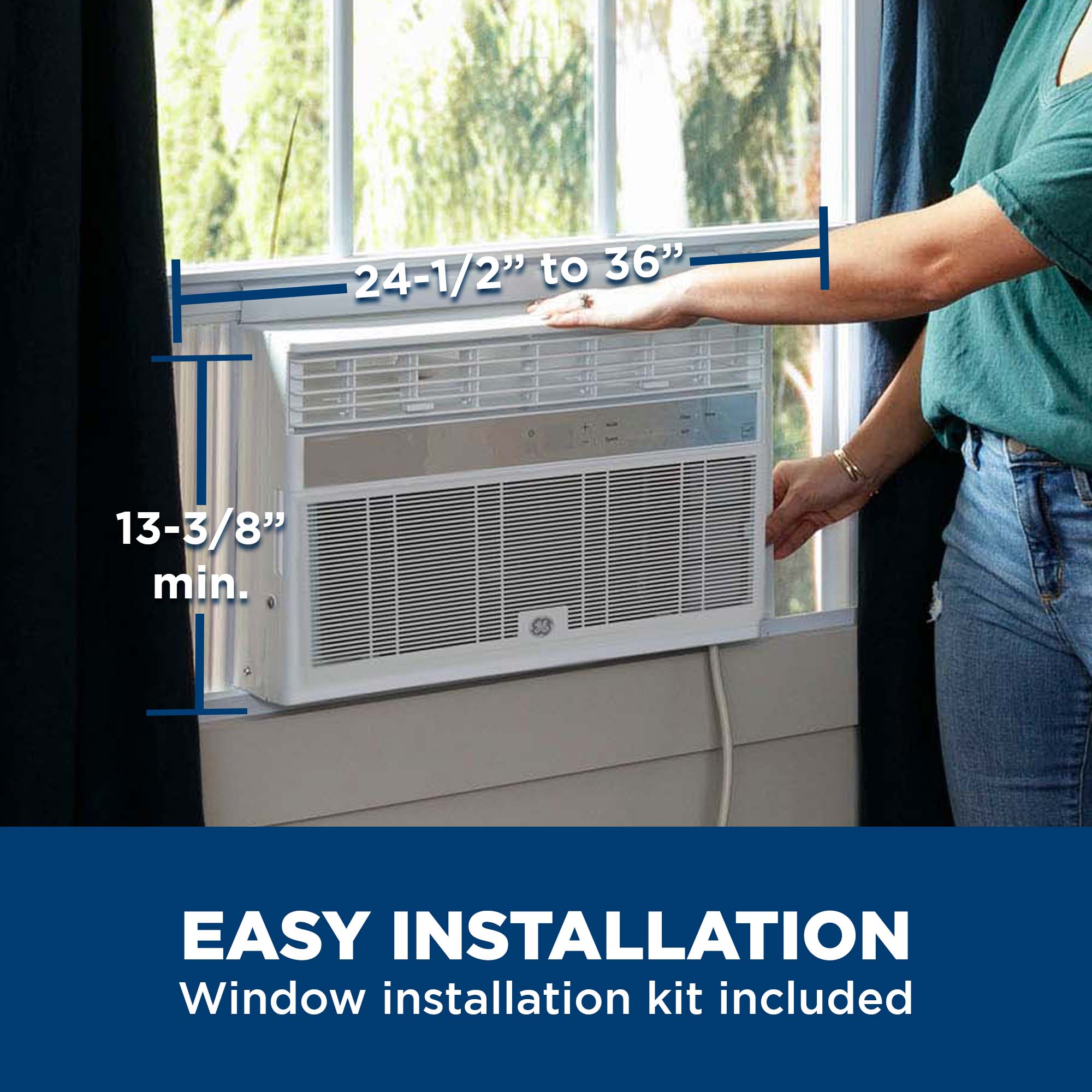 GE 12,000 BTU Smart Energy Star Window Air Conditioner with 3 Fan Speeds & Sleep Mode - White, , hires