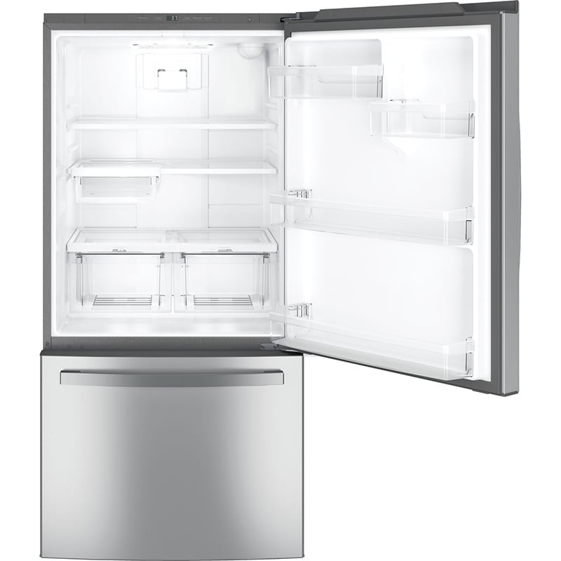 GE 33 in. 24.8 cu. ft. Bottom Freezer Refrigerator with Ice Maker - Fingerprint Resistant Stainless, , hires