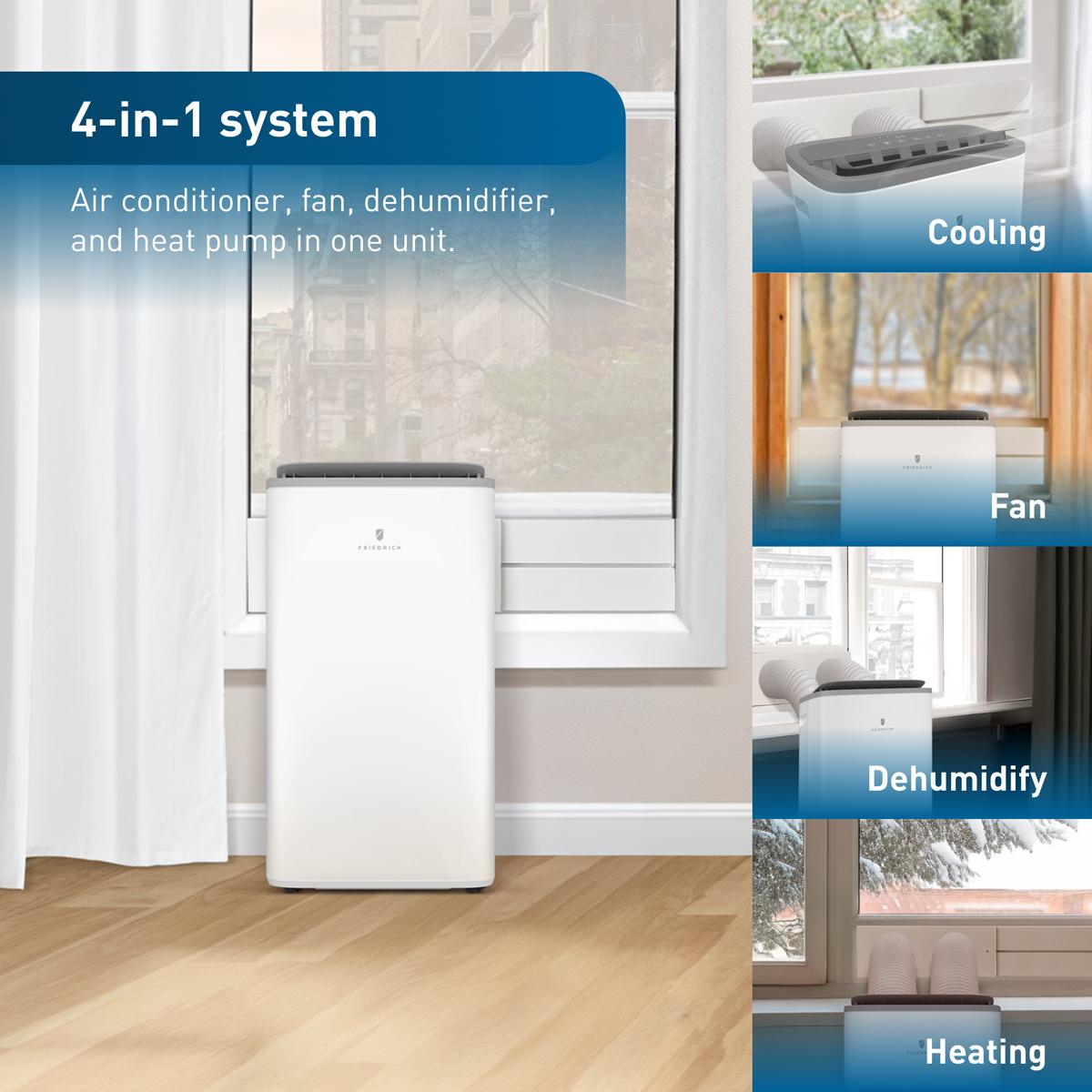 Friedrich ZoneAire Premier Inverter Series Dual-Hose 16,000 BTU 115V Smart Portable Air Conditioner with Heat Pump, 3 Fan Speeds, Remote Control - White, , hires