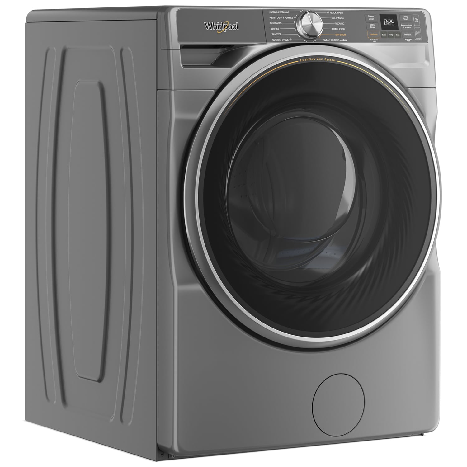Whirlpool 27 in. 5.0 cu. ft. Smart Stackable Front Load Washer with FreshFlow Vent System, Sanitize & Steam Cycle - Radiant Silver, Radiant Silver, hires