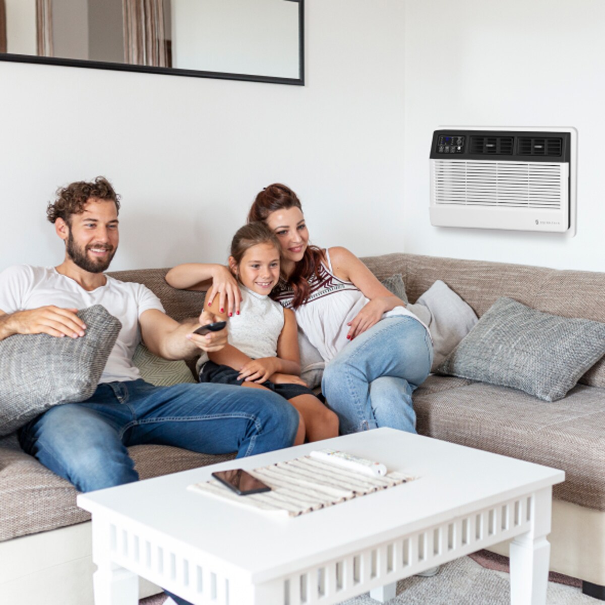 Friedrich Uni-Fit Series 12,000 BTU 230V Smart Through-the-Wall Air Conditioner with Electric Heat, 3 Fan Speeds, Remote Control - White, , hires