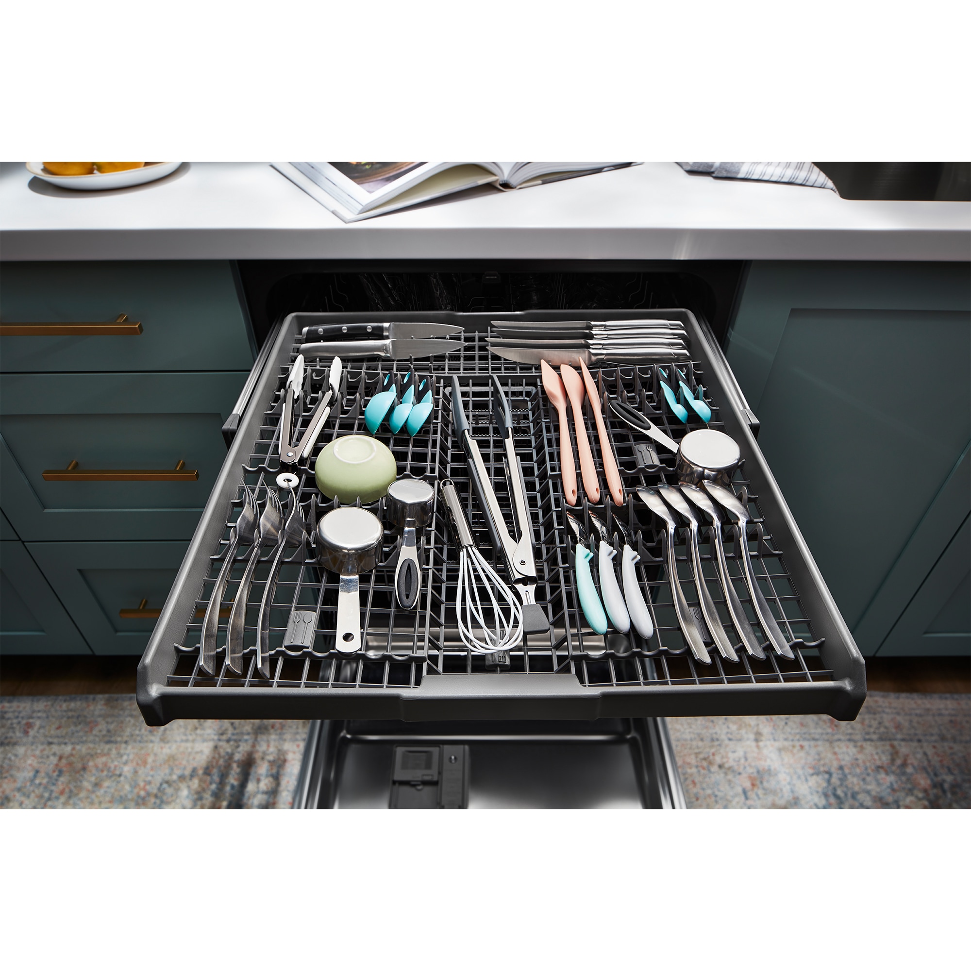 Whirlpool 24 in. Top Control Dishwasher with 51 dBa Sound Level & 3rd-Rack - Fingerprint Resistant Stainless, , hires