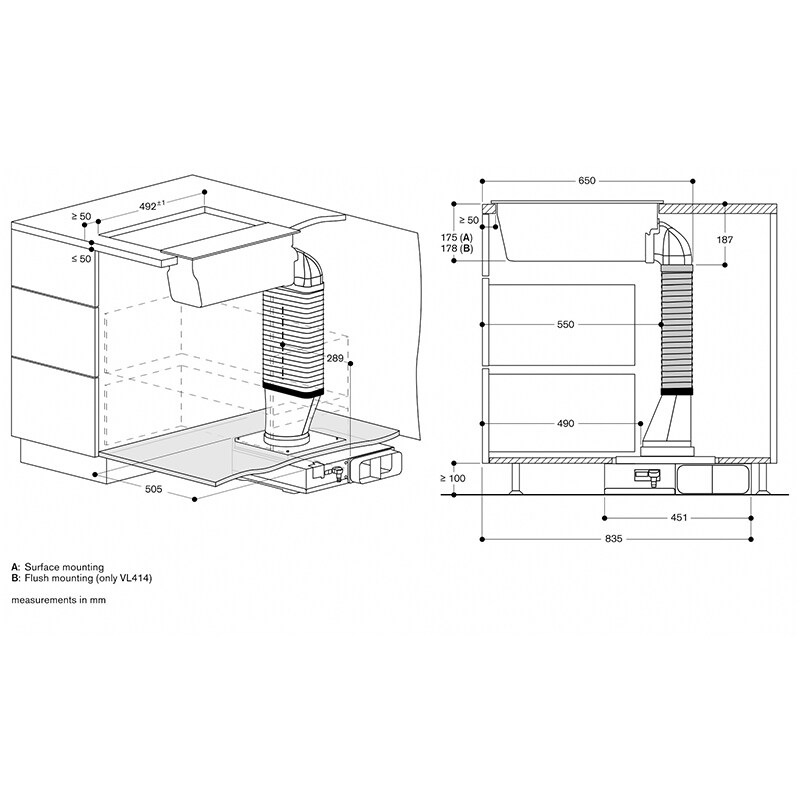 Gaggenau 200 Series 6 in. Convertible Downdraft with 3 Fan Speeds - Black, , hires