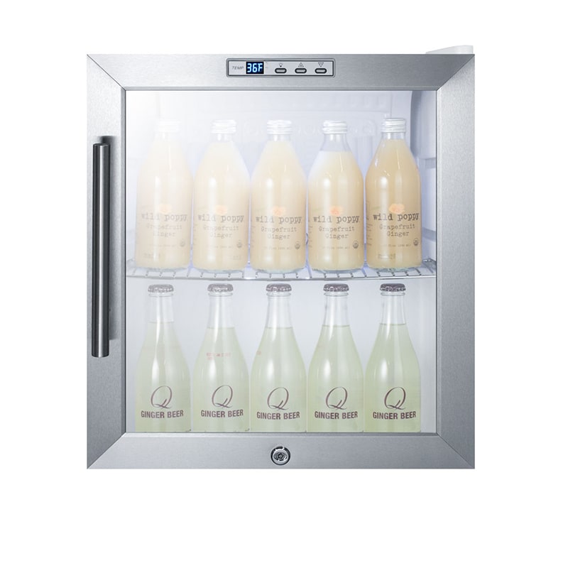 Summit Commercial 17 in. 1.7 cu. ft. Built-In/Freestanding Beverage Center with Adjustable Shelves & Digital Control - Stainless Steel, , hires