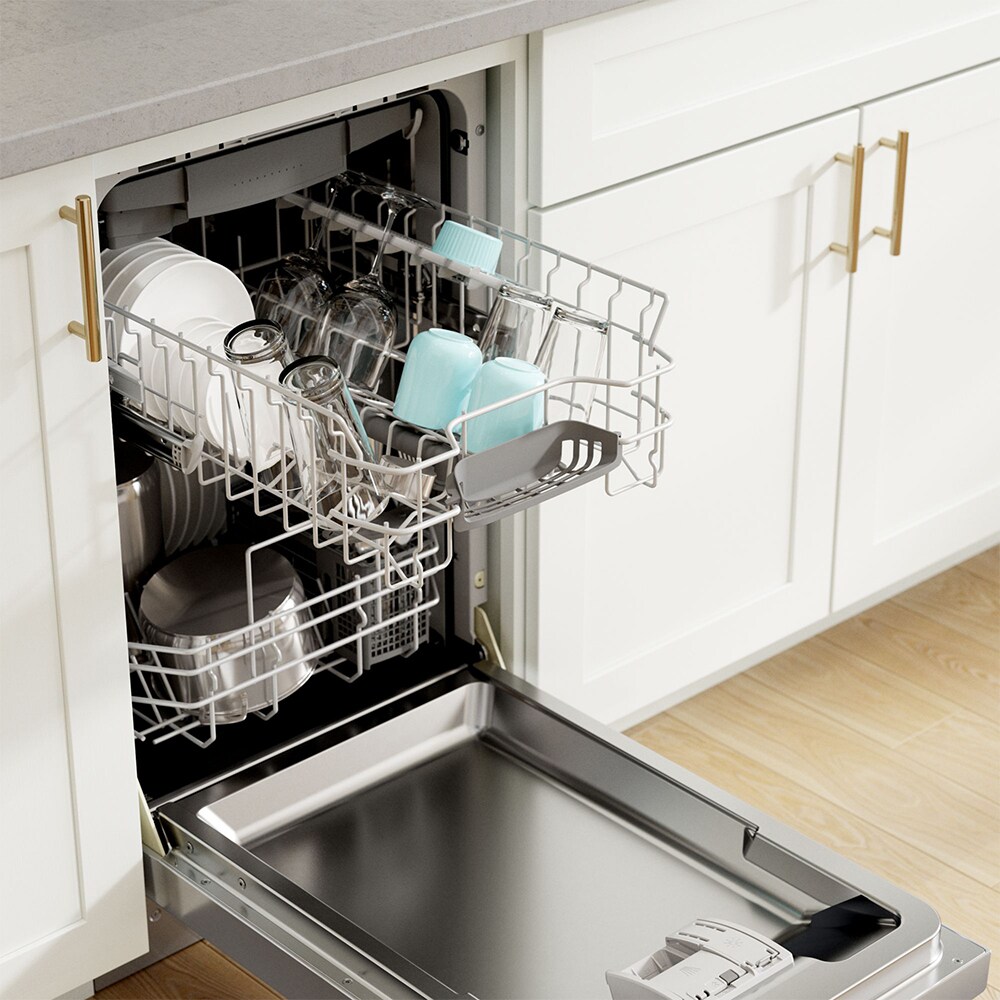 Bosch 300 Series 18 in. Smart Built-In Dishwasher with Front Control, 46 dBA Sound Level, 10 Place Settings, 5 Wash Cycles & Sanitize Cycle - Stainless Steel, , hires