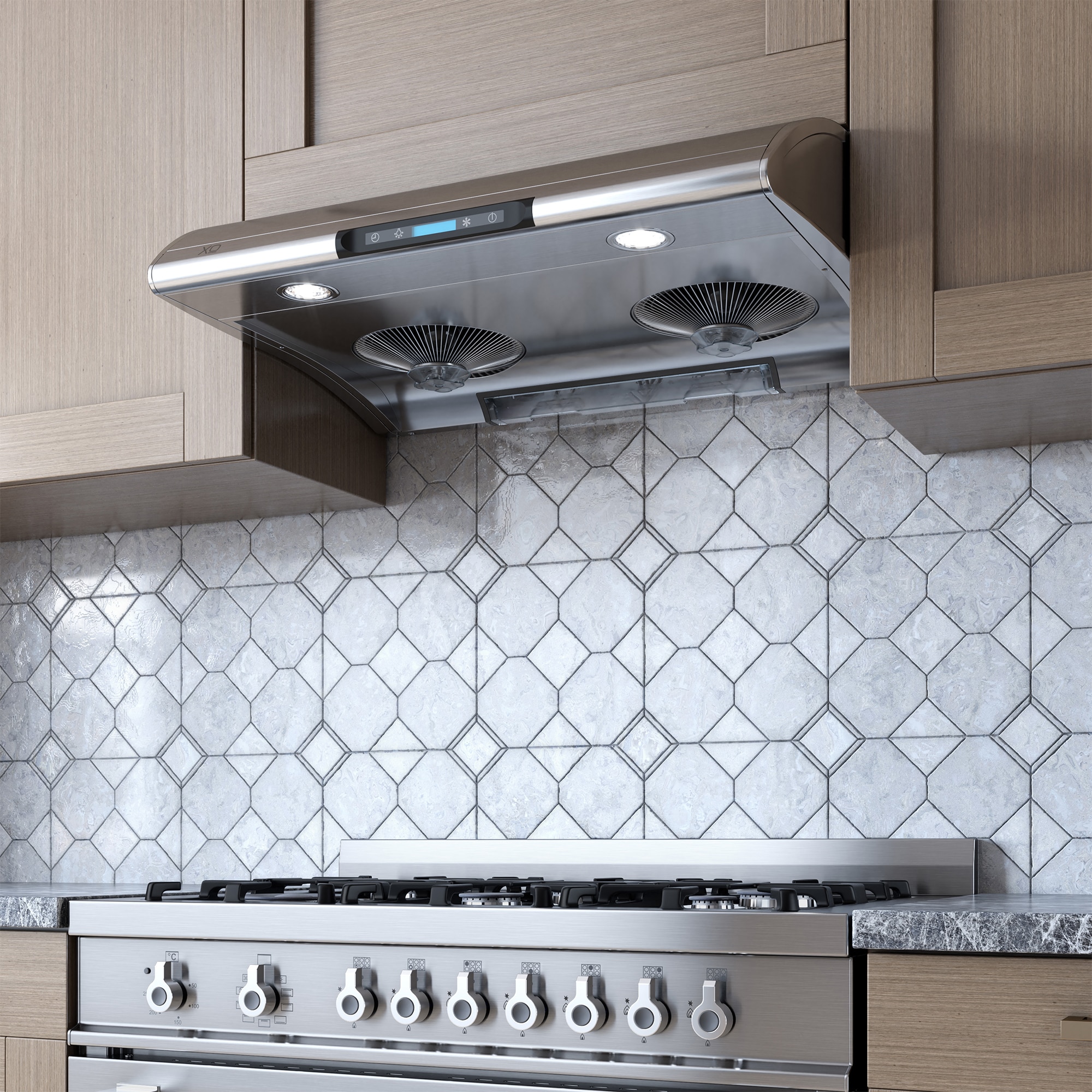 XO 36 in. Ducted Standard Style Range Hood with 550 CFM, 6 Fan Speeds & 2 Halogen Lights - White, White, hires
