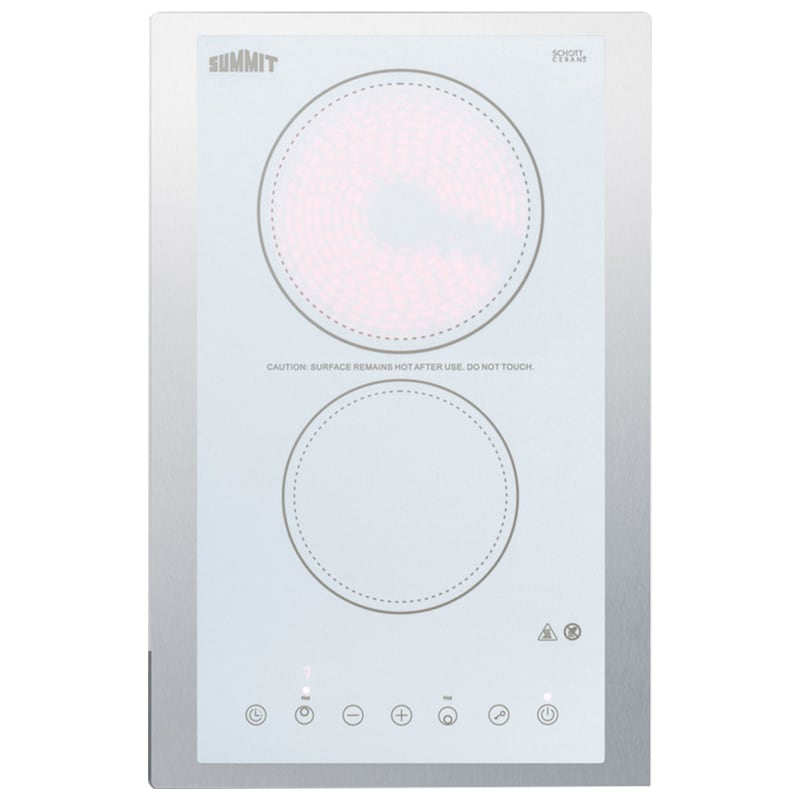 Summit 15 in. 2-Burner Electric Cooktop with Simmer Burner - White, , hires