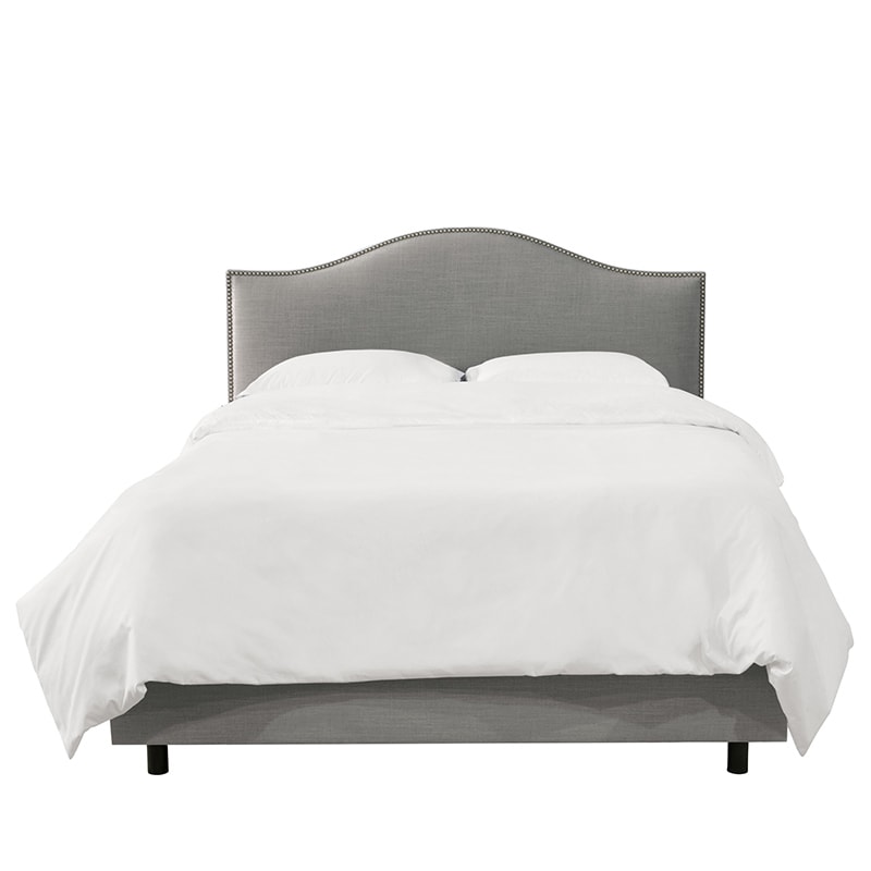 Skyline Queen Nail Button Bed in Linen - Grey, Grey, hires