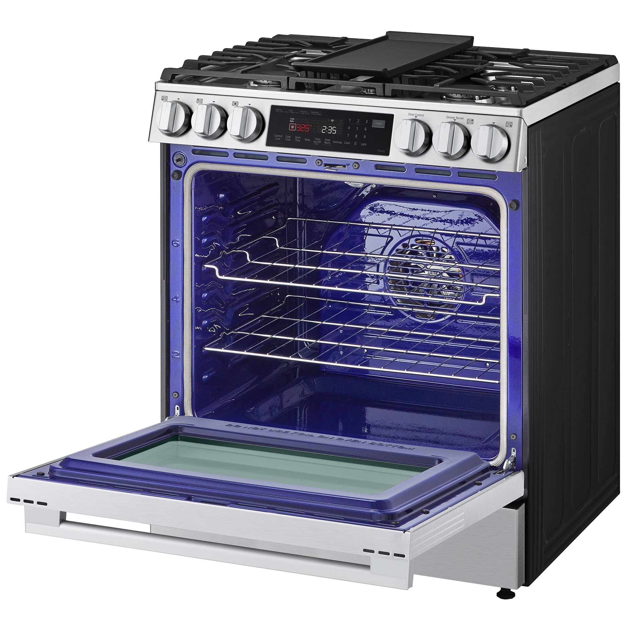 LG 30 in. 6.3 cu. ft. Smart Air Fry True European Convection Slide-In Gas Range with 5 Sealed Burners & Griddle - PrintProof Stainless Steel, , hires