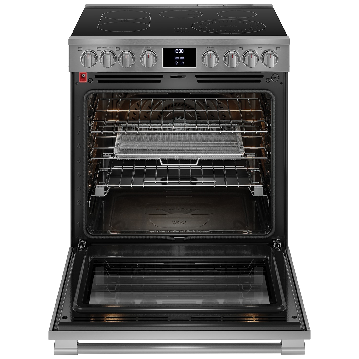Frigidaire Professional 30 in. 6.2 cu. ft. Air Fry True European Convection Steam Electric Range with Smoothtop Burners - Stainless Steel, , hires