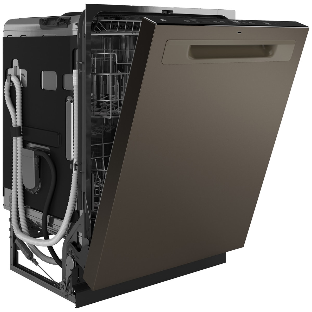 GE 24 in. Top Control Flush-Mount Dishwasher with 45 dBa Sound Level, 3rd-Rack, Dry Boost & Pocket Handle - Slate, Slate, hires