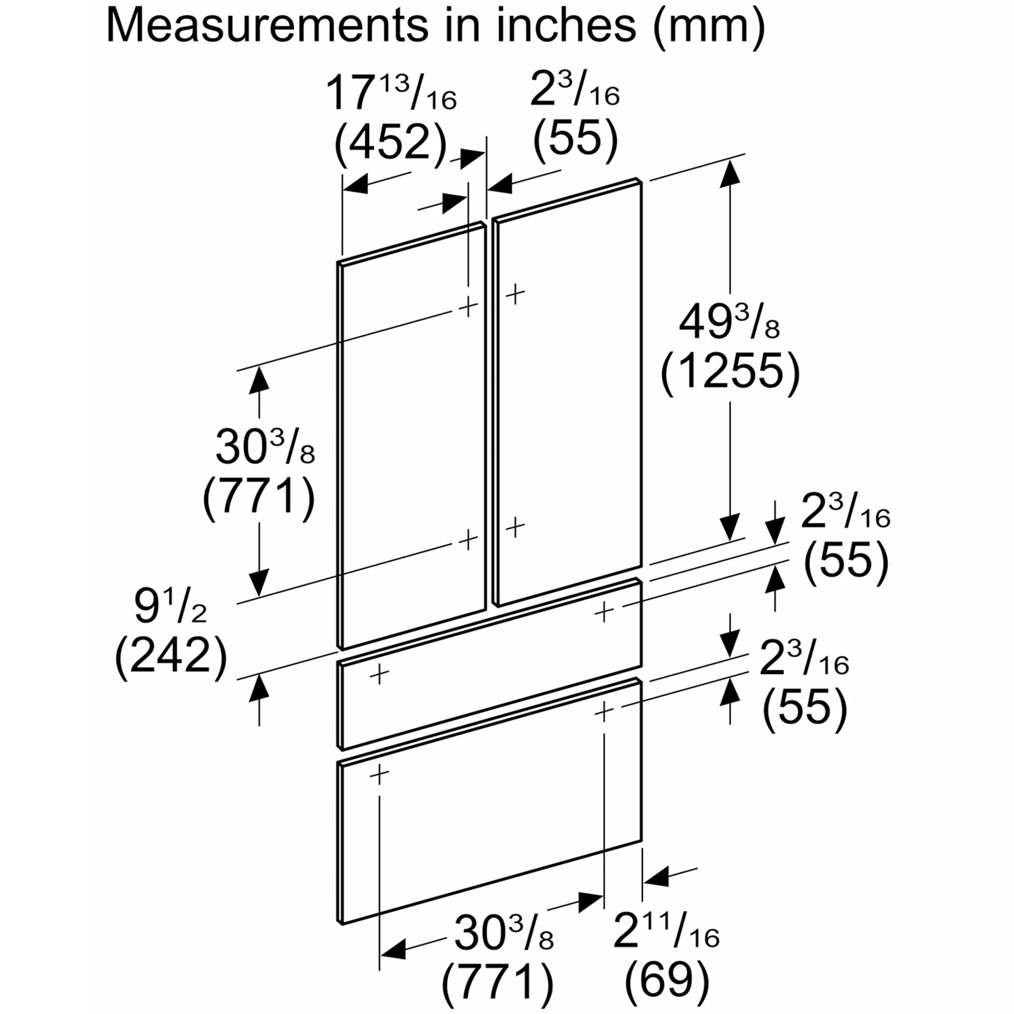 Thermador 36 in. French Door Refrigerator Door Panel Kit - Stainless Steel, , hires