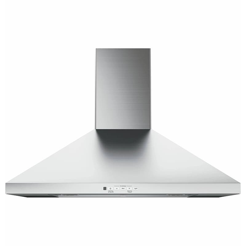 GE 36 in. Convertible Chimney Style Range Hood with 350 CFM, 4 Fan Speeds & 2 Halogen Lights - Stainless Steel, , hires