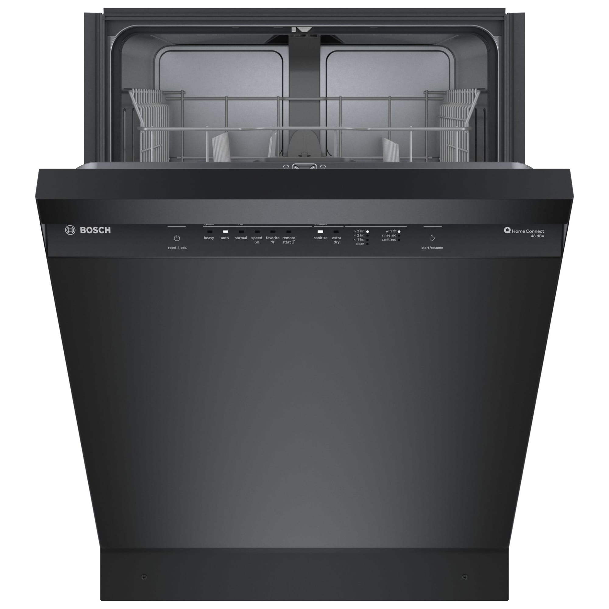 Bosch 100 Series 24 in. Front Control Smart Dishwasher with 48 dBa Sound Level & PureDry - Black, , hires