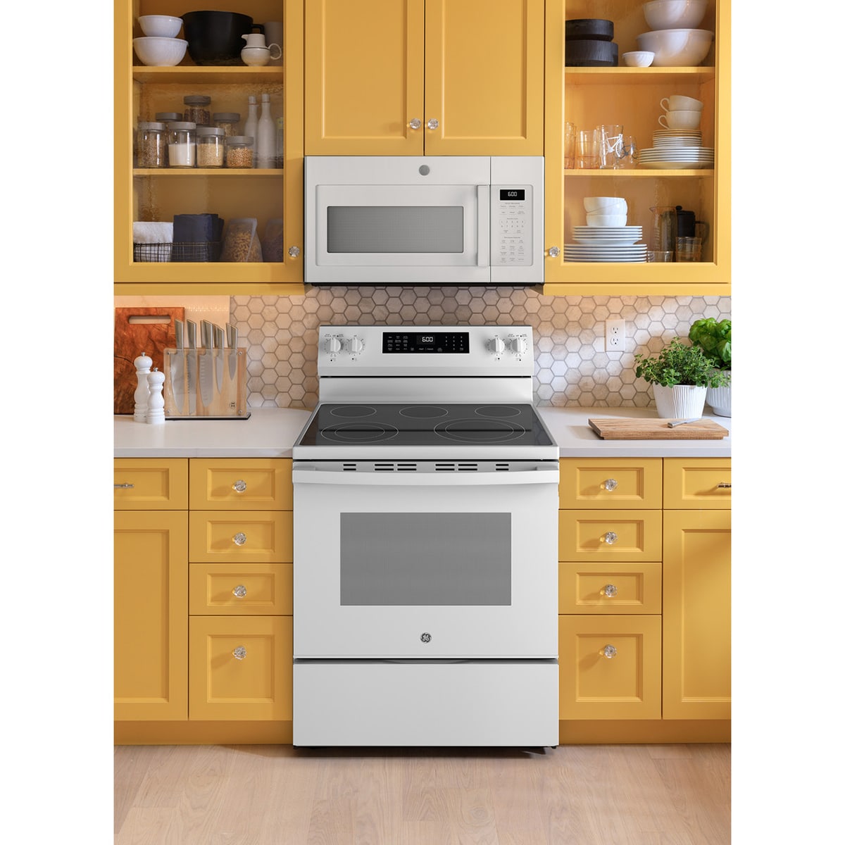 GE 30 in. 5.3 cu. ft. Smart Air Fry Standard Convection Electric Range with Radiant Burners - White, White, hires