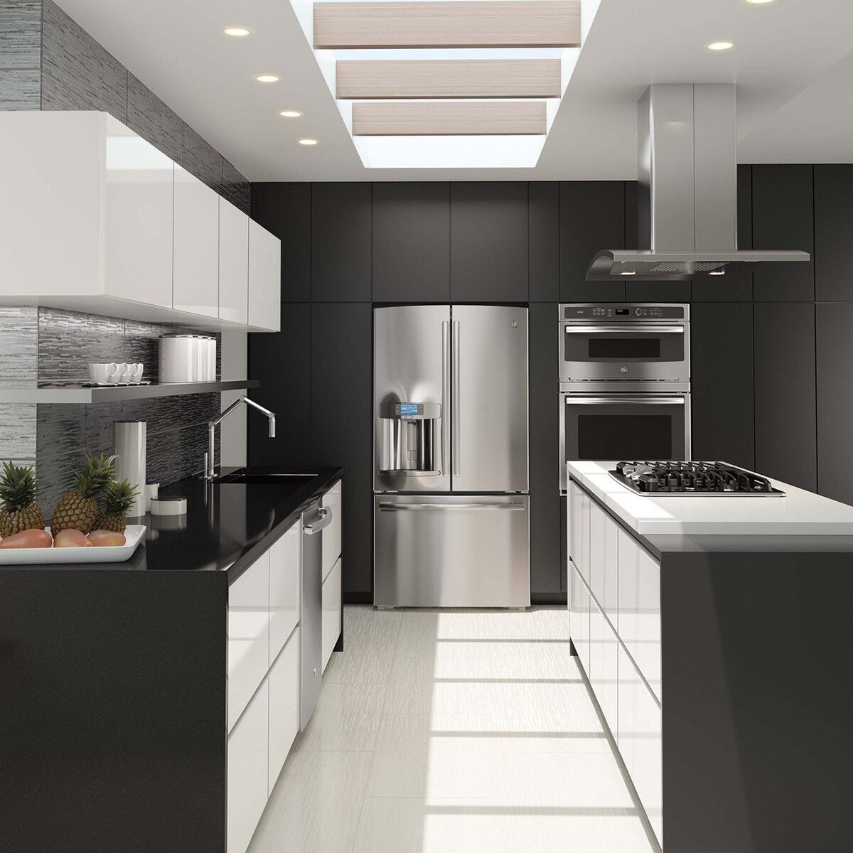 GE 36 in. Chimney Style Range Hood with 4 Speed Settings, 430 CFM & 2 LED Lights - Stainless Steel, , hires