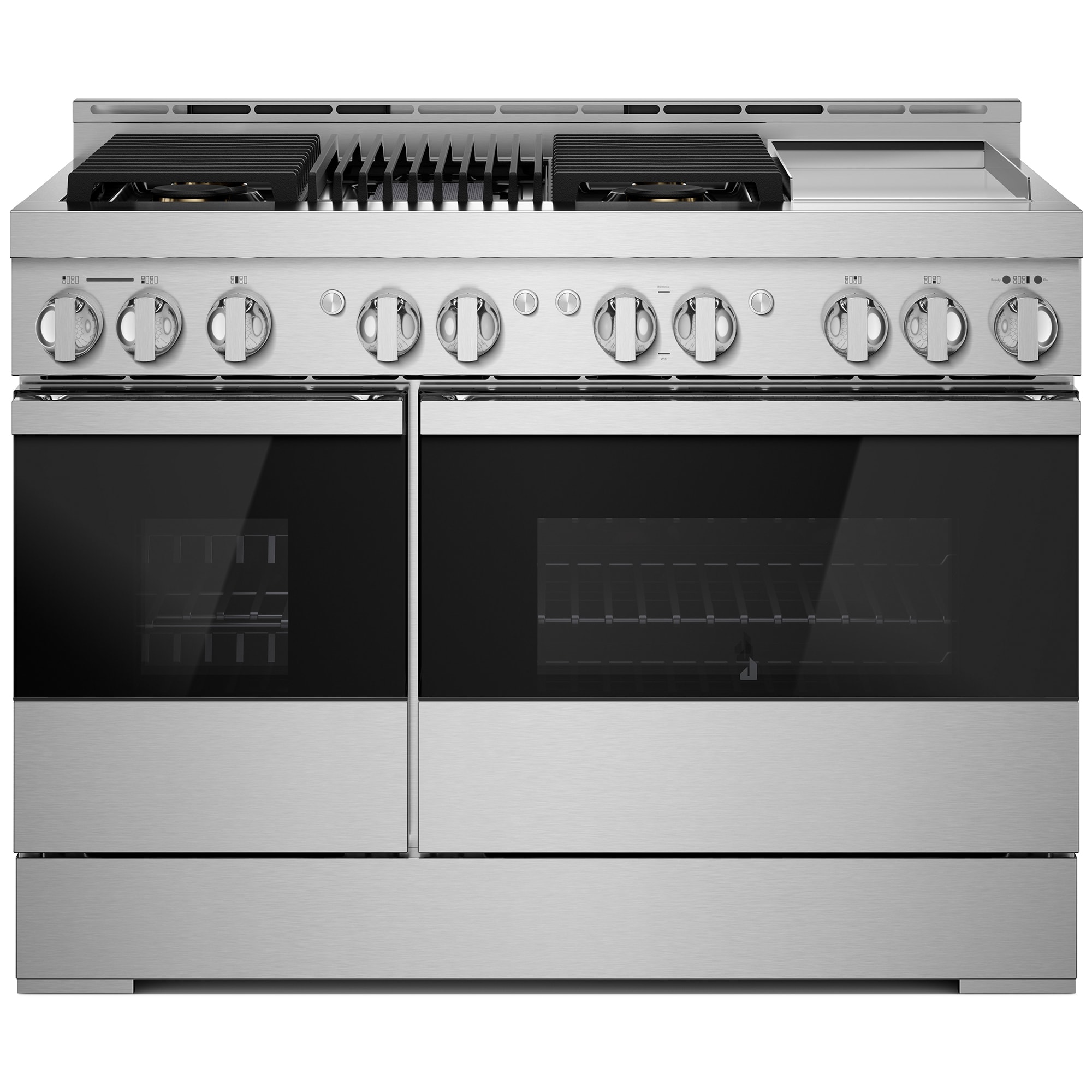JennAir Noir Series 48 in. 6.3 cu. ft. Smart True European Convection Double Oven Dual Fuel Range with 4 Sealed Burners, Grill & Griddle - Stainless Steel, , hires