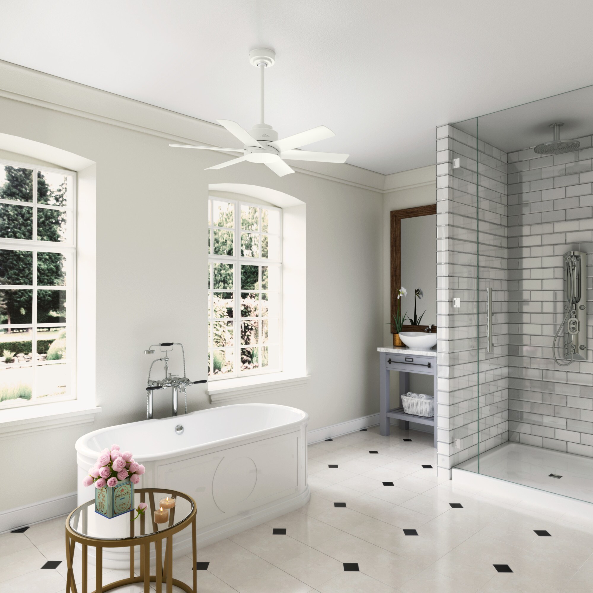 Hunter Kennicott 44 in. Indoor/Outdoor Ceiling Fan with Wall Control - Matte White, Matte White, hires