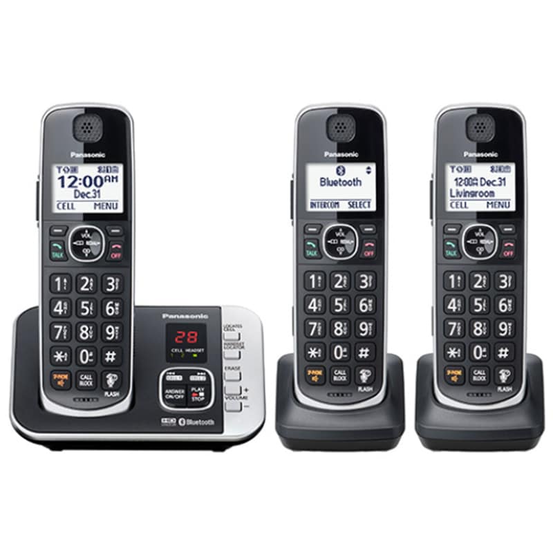Panasonic 3 Handset Cordless Phone - Metallic Black, , hires