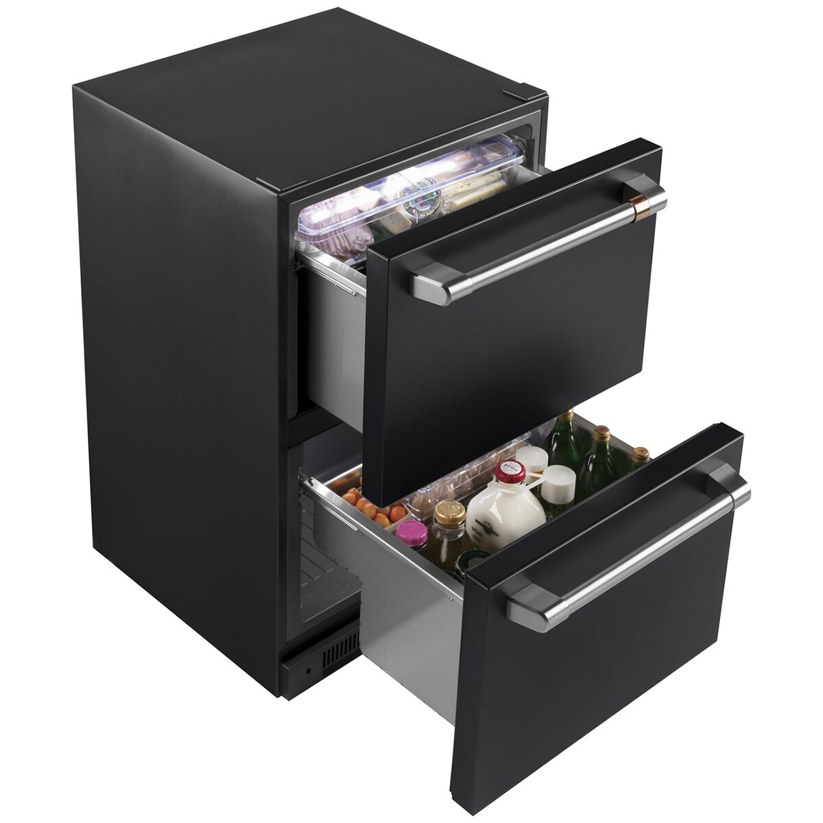 Cafe 24 in. 5.7 cu. ft. Double Refrigerator Drawers - Matte Black, Matte Black, hires