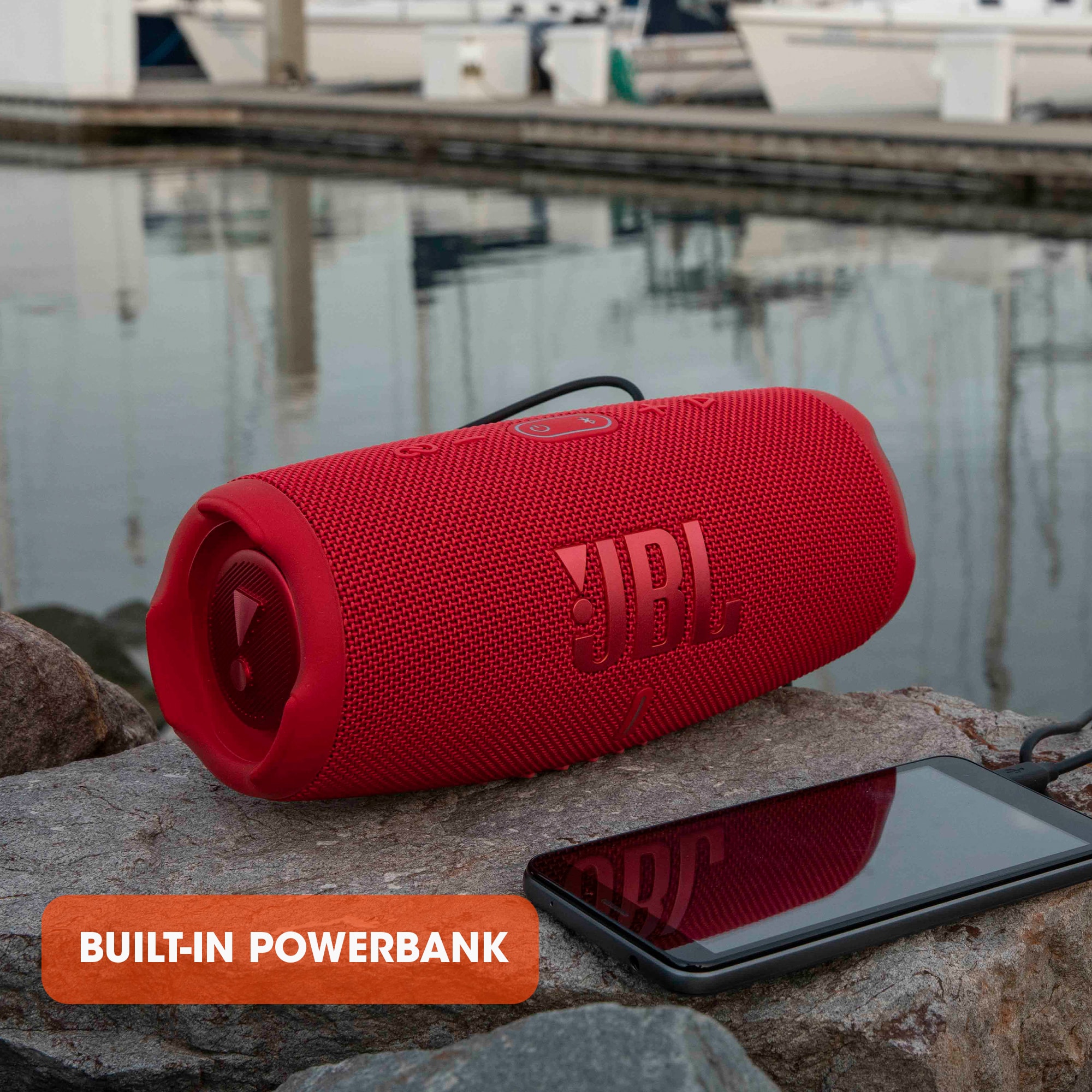 JBL Charge 5 Portable Rechargeable Waterproof Bluetooth Speaker - Red, Red, hires