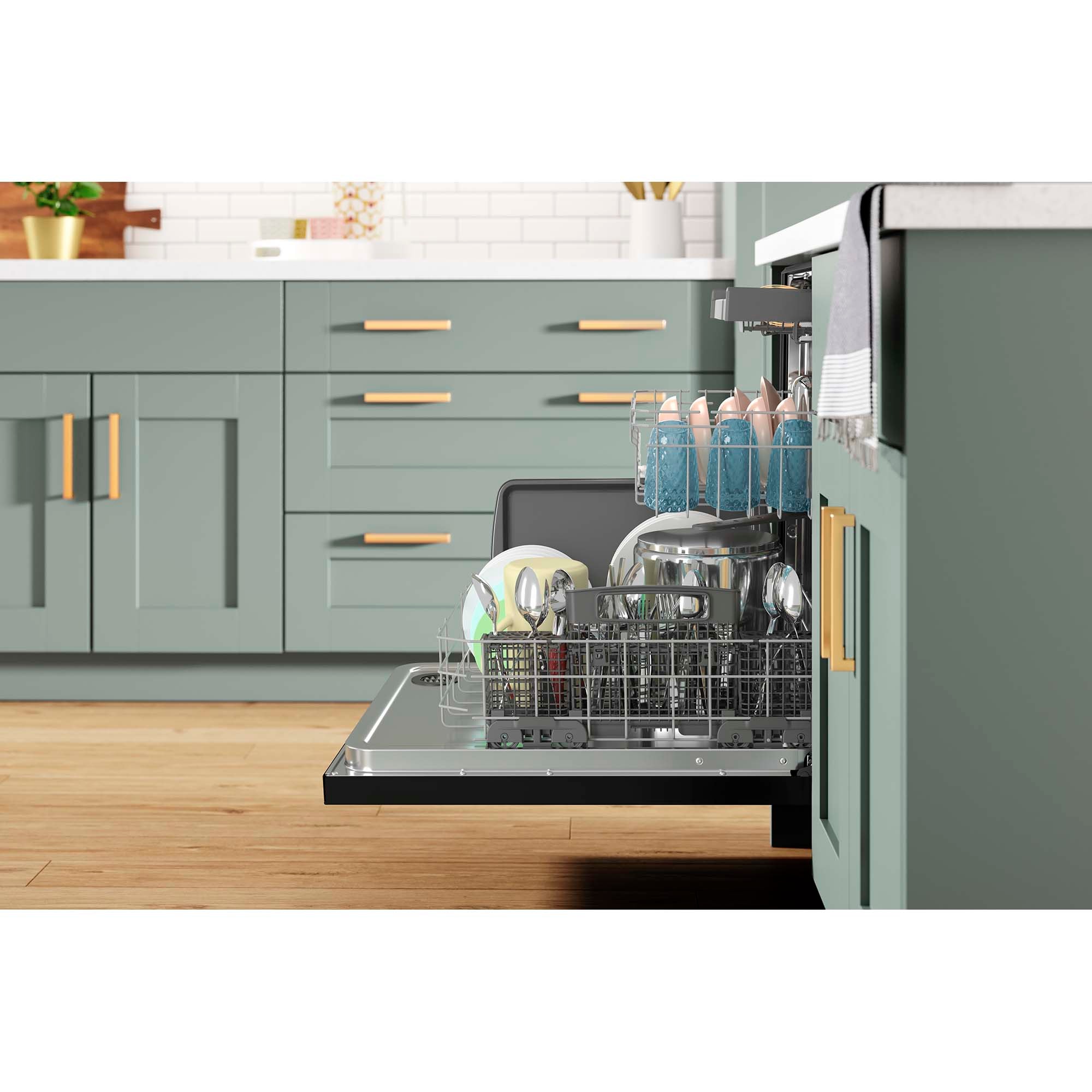 Whirlpool 24 in. Top Control Dishwasher with 47 dBa Sound Level & 3rd-Rack - Black, Black, hires