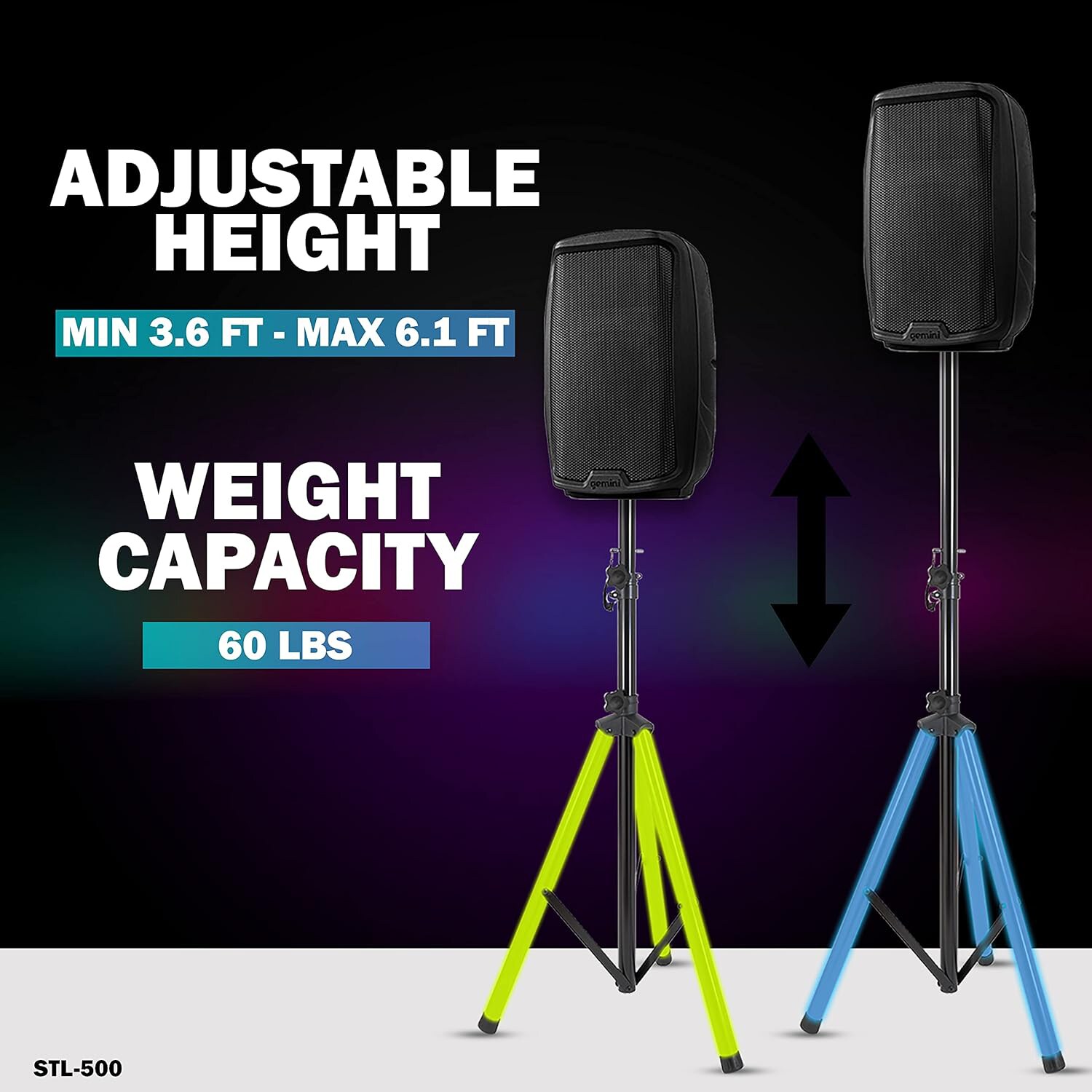 Gemini Ultra Bright LED Speaker Stand, , hires