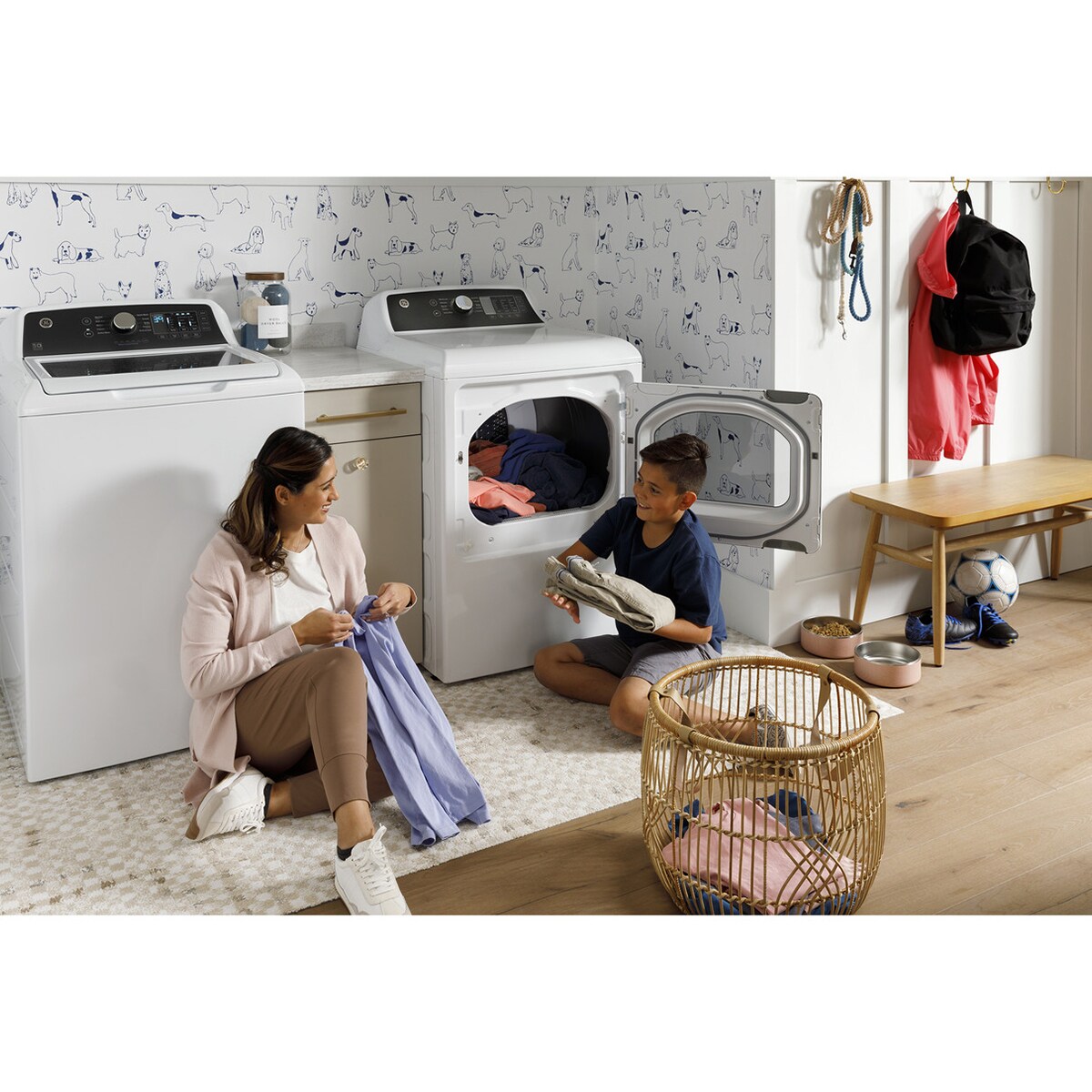 GE 27 in. 7.4 cu. ft. Gas Dryer with Sanitize Cycle & Sensor Dry - White, , hires
