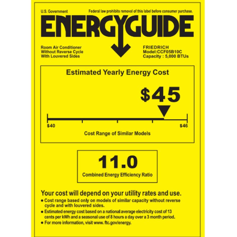 Friedrich Chill Premier Series 5,000 BTU 115V Smart Window Air Conditioner with 3 Fan Speeds, Remote Control - White, , hires