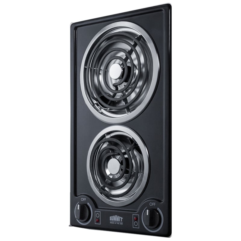 Summit 12 in. 2-Burner Electric Cooktop - Black, , hires
